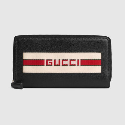 GUCCI ストライプ レザー ジップアラウンドウォレット