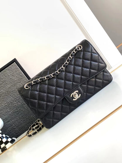 Chanel Flap Bag Carviar Leather Black Medium 1112