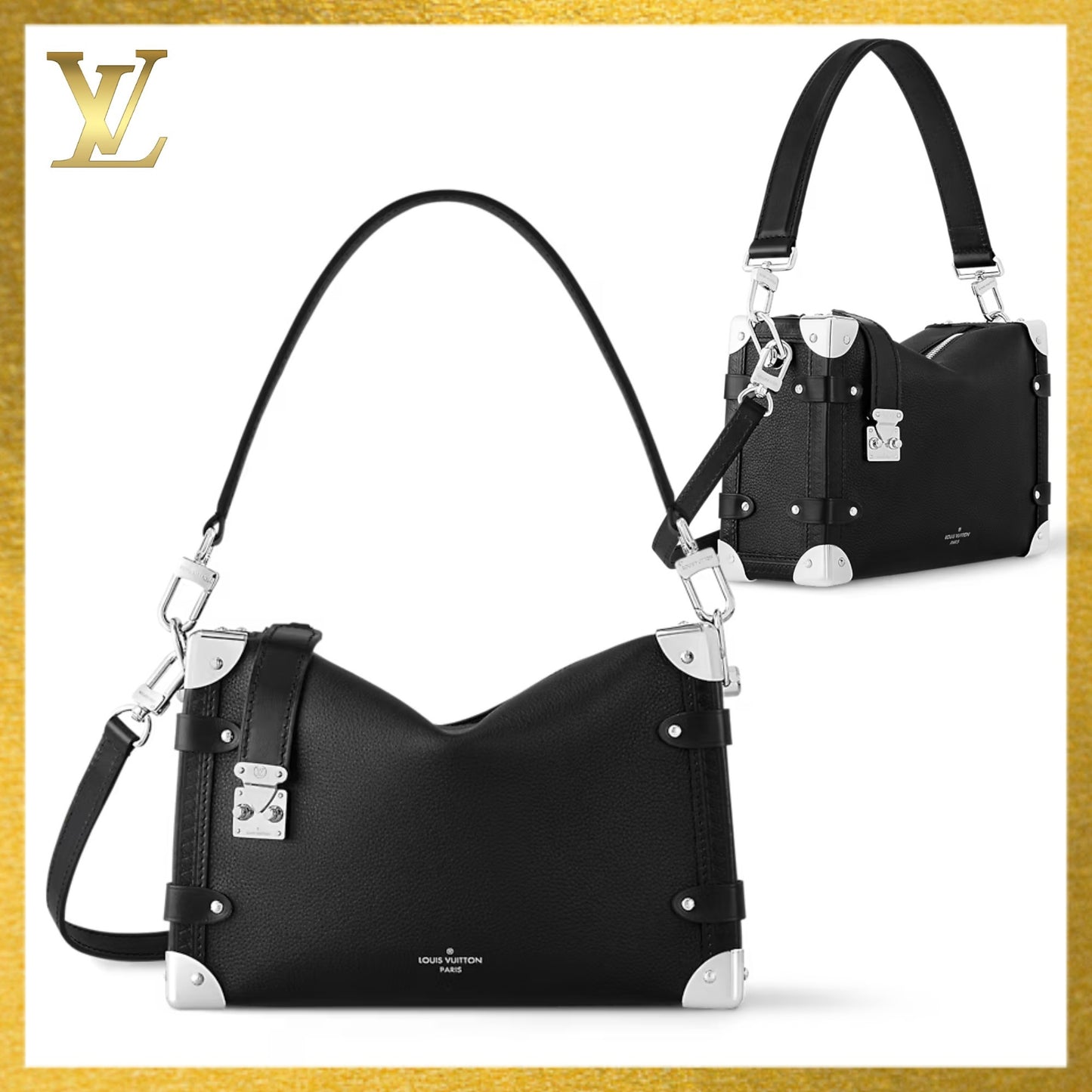 【LOUIS VUITTON】 グレインカーフレザー サイドトランク MM M25160