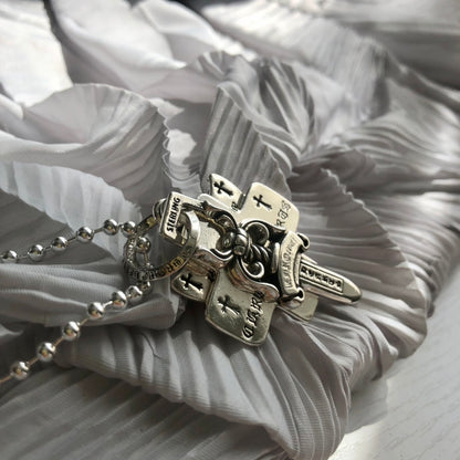 Chrome Hearts(クロムハーツ)3段ソードとホーリーソードサンスクリットペンダントネックレス