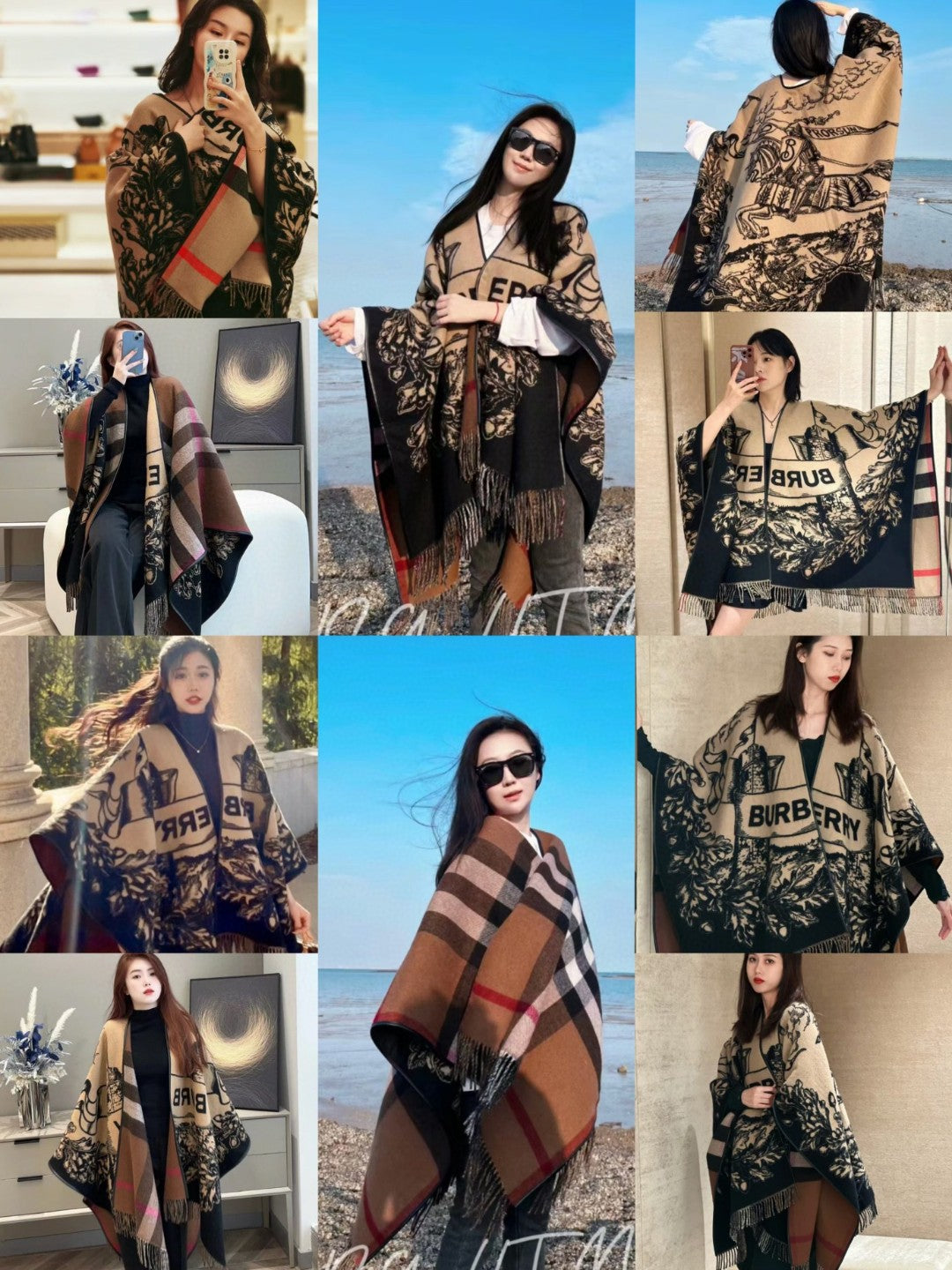 【BURBERRY バーバリー 】バーバリー最新作ナイトウォーホース両面ジャガードショールケープ‼ ️定番中の定番
