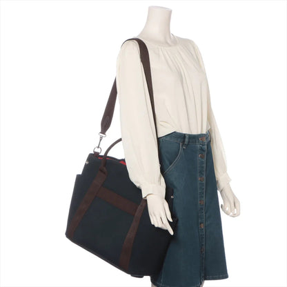 エルメス サックドパンサージュグルーム キャンバス ネイビー シルバー金具