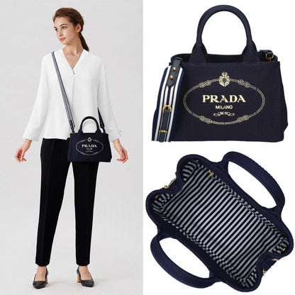 PRADA コットンキャンバス 2WAYトートバッグ