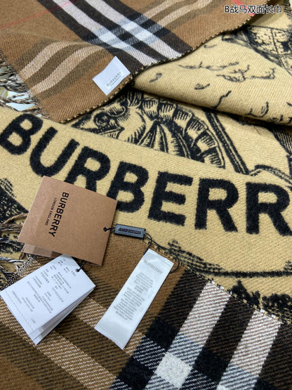 【BURBERRY バーバリー 】バーバリー最新作ナイトウォーホース両面ジャガードショールケープ‼ ️定番中の定番
