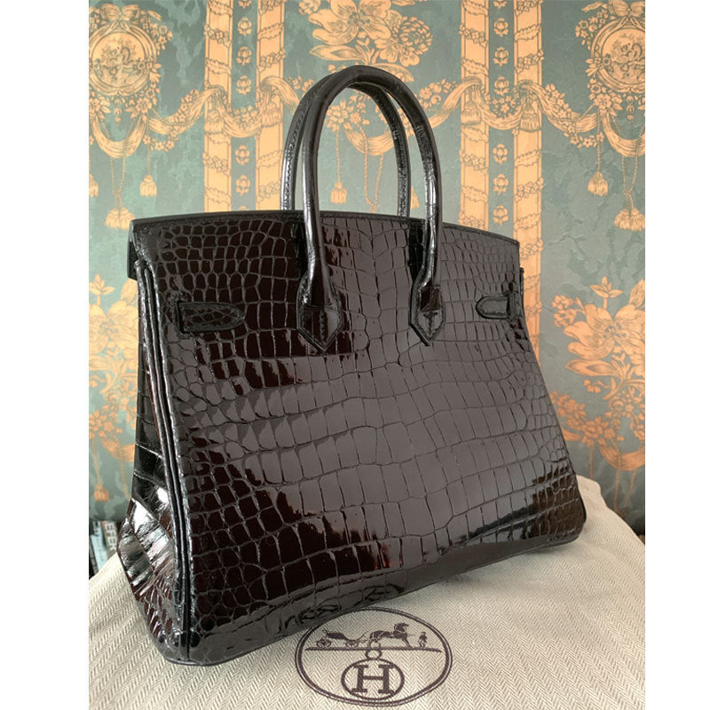 HERMES バーキン25 ポロサス クロコダイル ニロティカス 黒G金具
