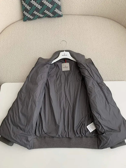 Moncler Padded Wool Zip-Up Cardigan Black/Dark Gray モンクレール パッド入りウール ジップアップ カーディガン ブラック/ダークグレー