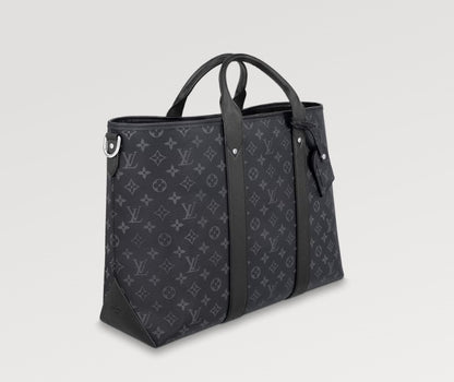 LOUIS VUITTON 機能的 ヴィトン トートバッグ ウィークエンド 白 黒 ビジネス M30919 M30937