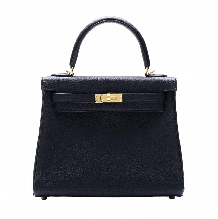 エルメス HERMES ケリー 25 トゴ ブラック イエローゴールド金具 U刻印