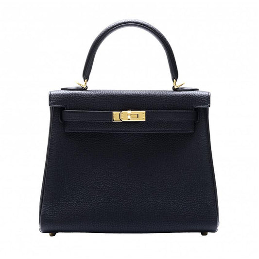 エルメス HERMES ケリー 25 トゴ ブラック イエローゴールド金具 U刻印