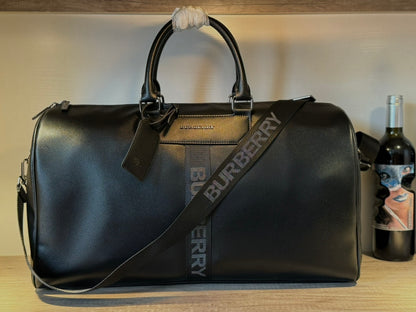 ♦Burberry♦2024 パッチワーク レザー ウェビング レター トラベル バッグ カップル モデル