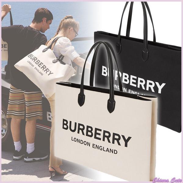 【BURBERRY】VIP価格で関送込★ロゴデティールキャンバス トート