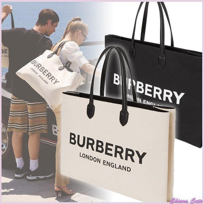 【BURBERRY】VIP価格で関送込★ロゴデティールキャンバス トート