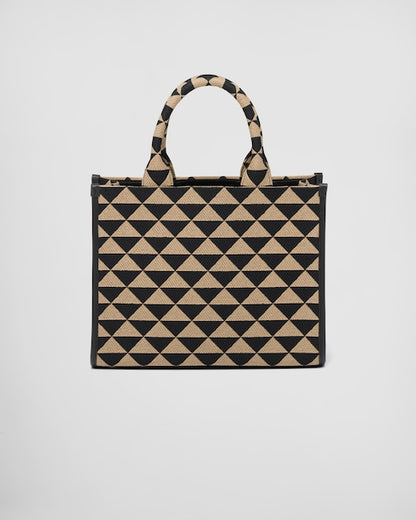 プラダ シンボル エンブロイダリーファブリック スモールハンドバッグ