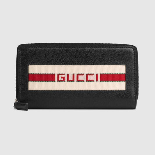 GUCCI ストライプ レザー ジップアラウンドウォレット