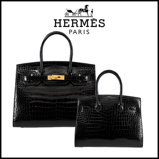 HERMES 高級ワニ革模様 プラチナバッグ