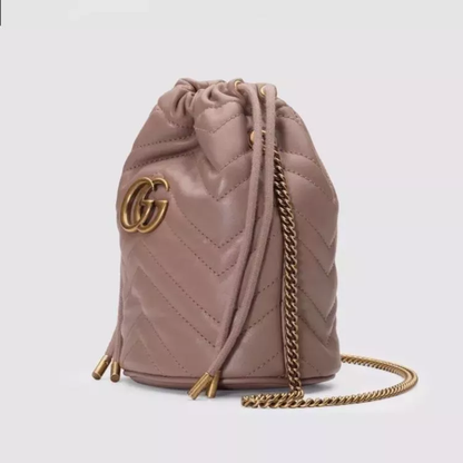 〔GGマーモント〕ミニ バケットバッグ/ホワイト レザー