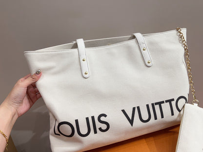LVキャンバスショッピングバッグ.小銭入れ付き【50％割引 送料無料】