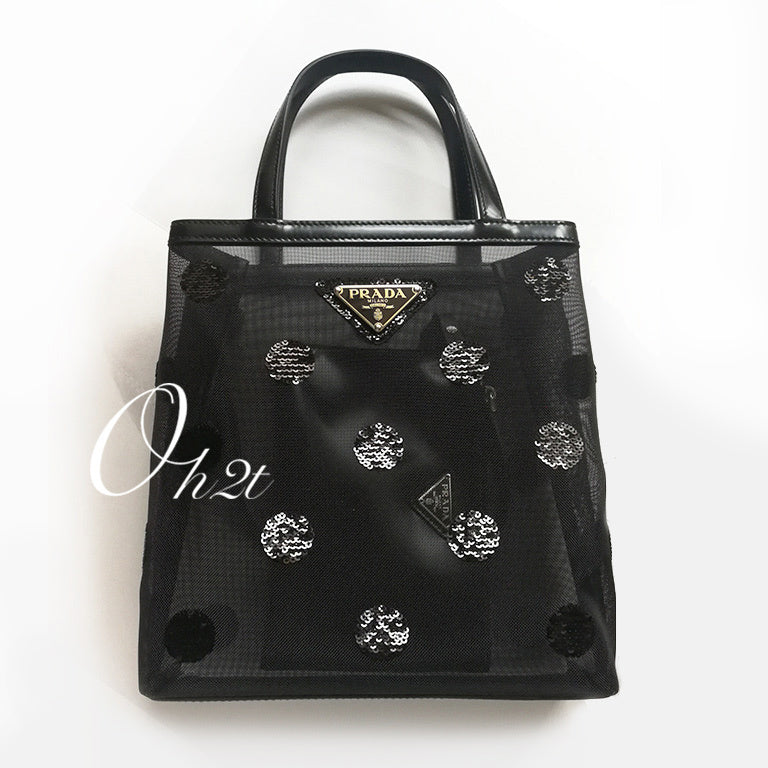 PRADA スモール ポルカドット メッシュ トートバッグ