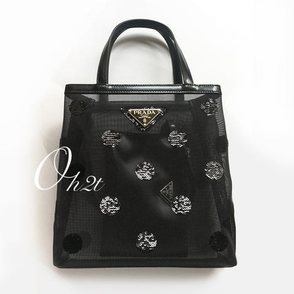 PRADA スモール ポルカドット メッシュ トートバッグ