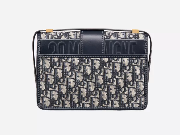 【DIOR】ブルー 30 MONTAIGNE ディオール オブリーク ジャカード キャンバス フラップ チェーンクラッチバッグ