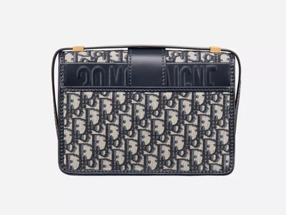【DIOR】ブルー 30 MONTAIGNE ディオール オブリーク ジャカード キャンバス フラップ チェーンクラッチバッグ