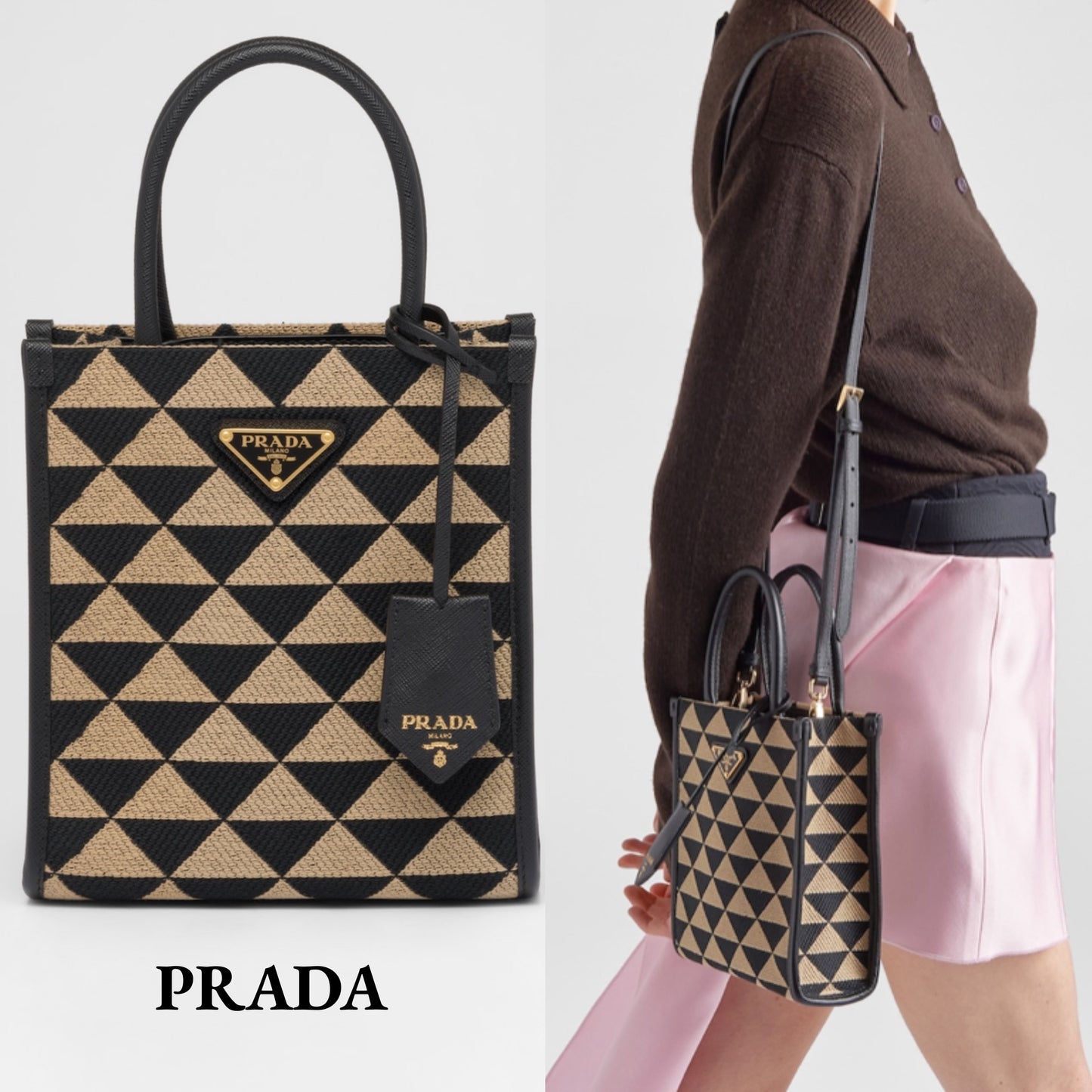 PRADA シンボル エンブロイダリージャカード ミニバッグ