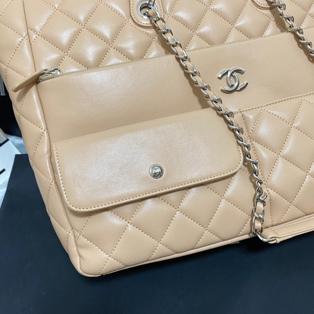 Chanel Calfskin Quilted Ultra Pocket Shopping Tote Navy AS3928