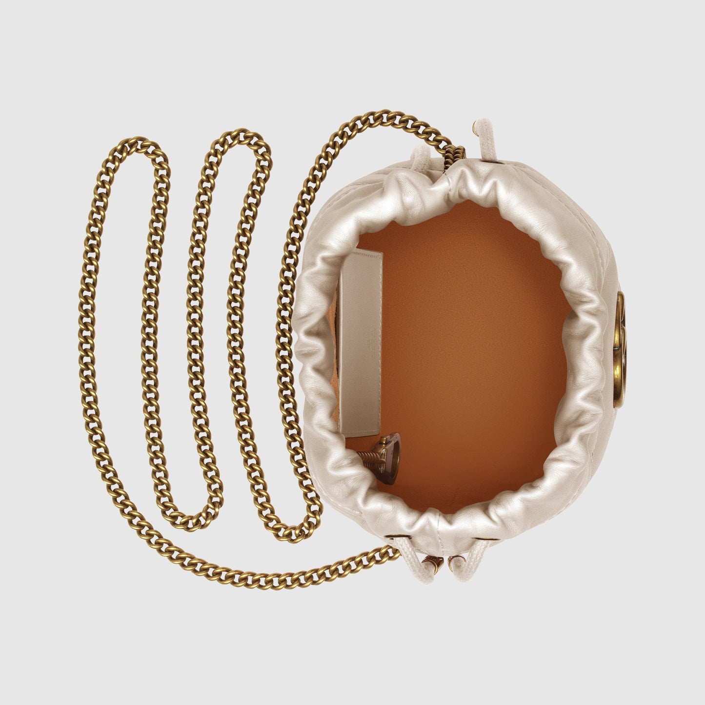 〔GGマーモント〕ミニ バケットバッグ/ホワイト レザー