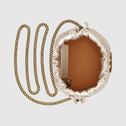 〔GGマーモント〕ミニ バケットバッグ/ホワイト レザー