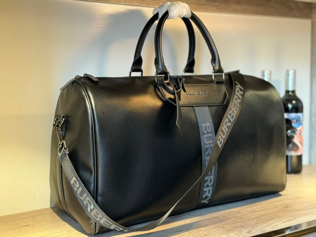 ♦Burberry♦2024 パッチワーク レザー ウェビング レター トラベル バッグ カップル モデル