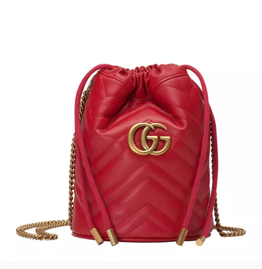 〔GGマーモント〕ミニ バケットバッグ/ホワイト レザー