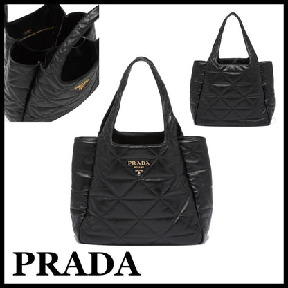 ★PRADA直営店★トップステッチ ラージ レザー トートバッグ
