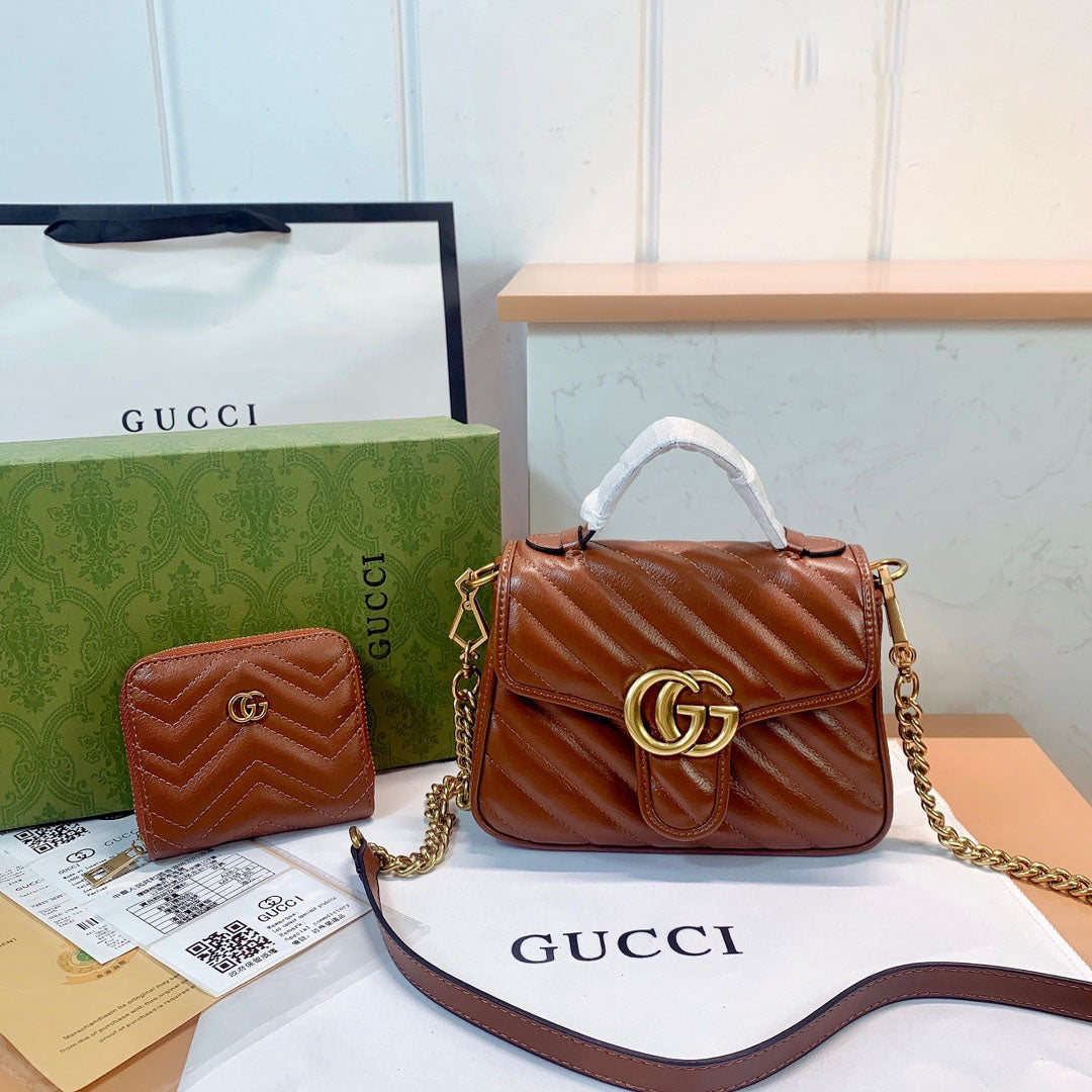 【GUCCI】グッチ 583571 キャラメルカラー ポータブル ダブルG