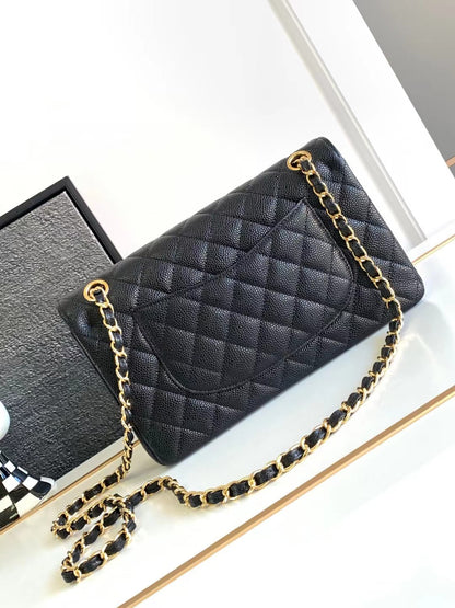 Chanel Flap Bag Carviar Leather Black Medium 1112