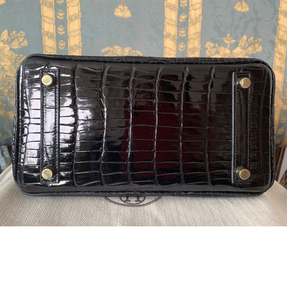 HERMES バーキン25 ポロサス クロコダイル ニロティカス 黒G金具