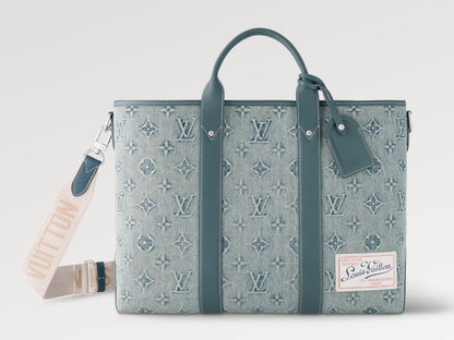 Louis Vuitton バッグ《Weekend》ブルー レザー ロゴ 直営店 M22537