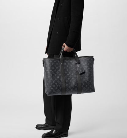 LOUIS VUITTON 機能的 ヴィトン トートバッグ ウィークエンド 白 黒 ビジネス M30919 M30937
