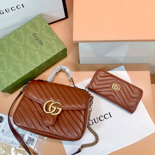 【GUCCI】グッチ 583571 キャラメルカラー ポータブル ダブルG