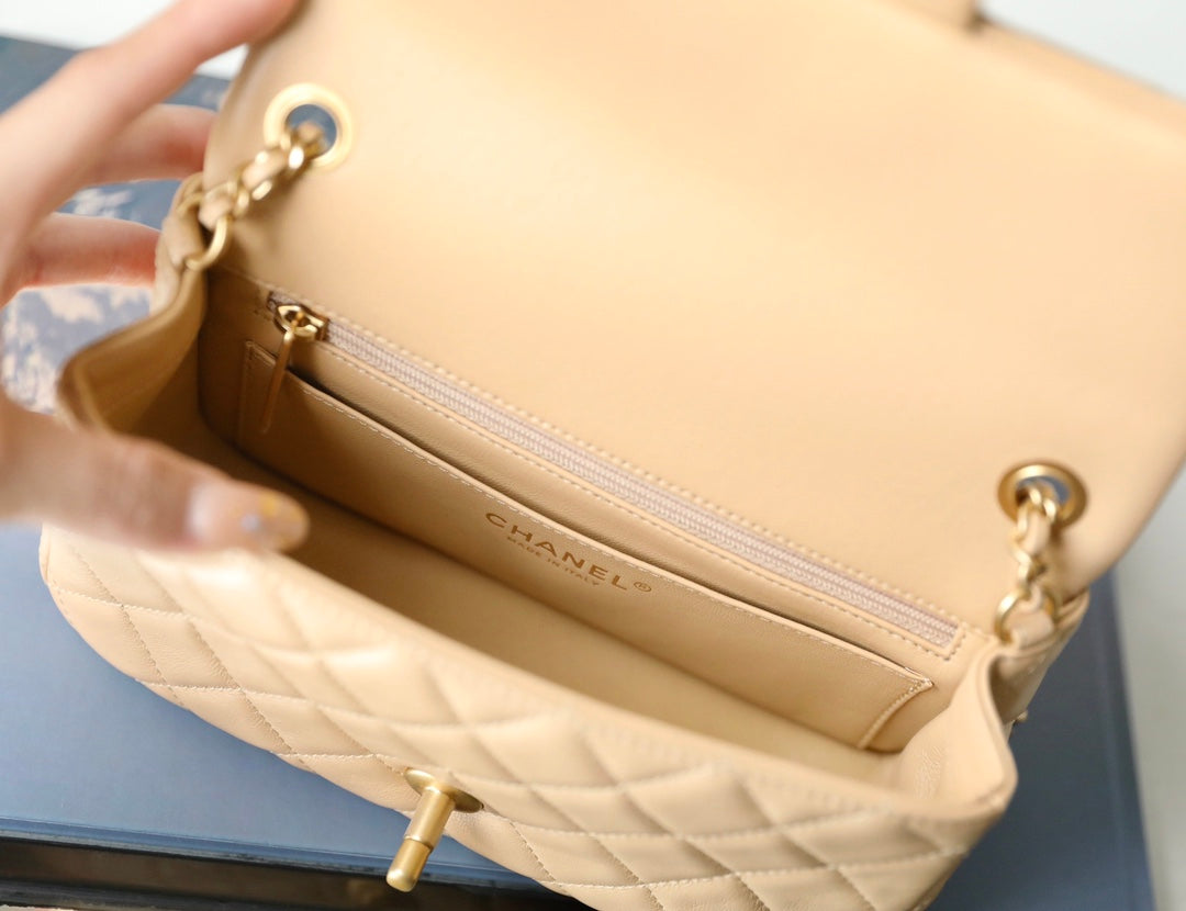 Chanel classic flap mini with golden ball