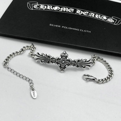 最安値に挑戦 クロムハーツ CHROME HEARTS925スターリングシルバーパーソナリティクロスブレスレットファッションヴィンテージシル