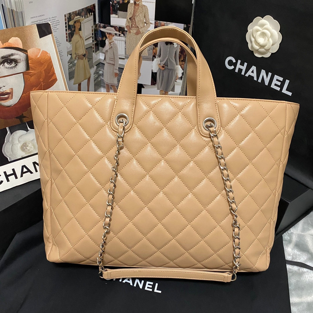 Chanel Calfskin Quilted Ultra Pocket Shopping Tote Navy AS3928