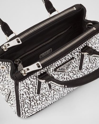 ★PRADA直営店★ガレリア クリスタル サテン ミニバッグ